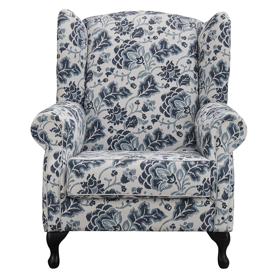 "Aerin" Hamptons Style Occasional Wing Fabric Australian Made Armchair, Warwick Montauk Marine (RRP $2799)