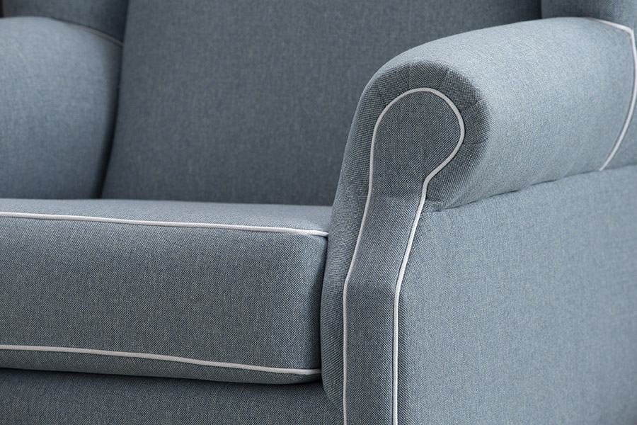 "Aerin" Australian Made Hampton Style Occasional Wing Fabric Armchair Memory Foam, Maine Cameo (RRP $2499) - Image 4