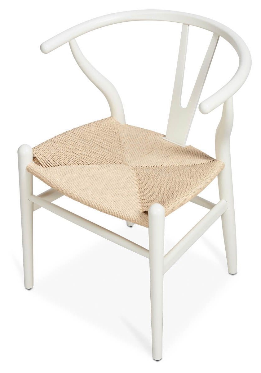 "Wishbone" Hamptons Style Chair in White with Natural Rope ($449)