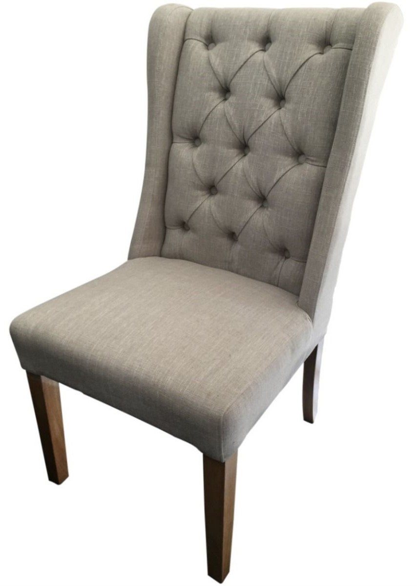 "Monaco" French Provincial Buttoned Linen Dining Chair, 50cm x 65 x 97cm (RRP $449)