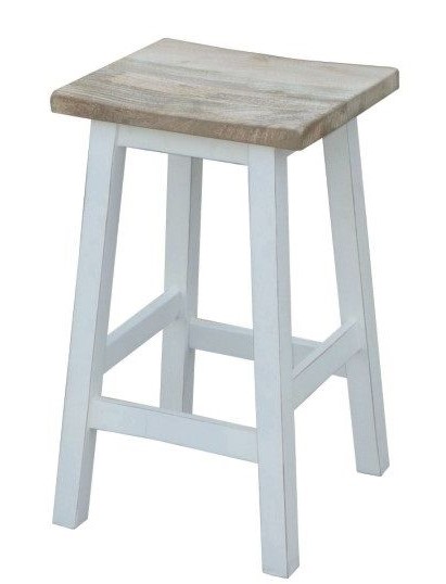 "Brampton" Timber Hamptons Style Kitchen Bar Stool Japanese Whitewash, 38cmW x 33cmD x 65cmH (RRP $299)