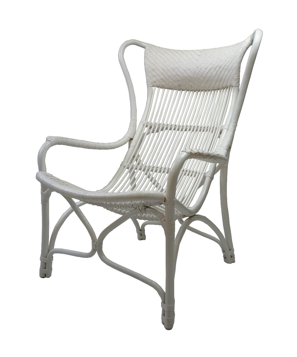 "Byron" Alfresco Hamptons Style Rattan Cane Occasional Chair White, 66cmW x 94cmD x 102cmH (RRP $799)