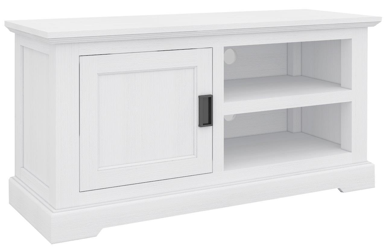 "Cove" Hamptons Style TV Unit 1 Door 2 Niches, Brushed White, 120cmW x 45cmD x 60cmH (RRP $749)