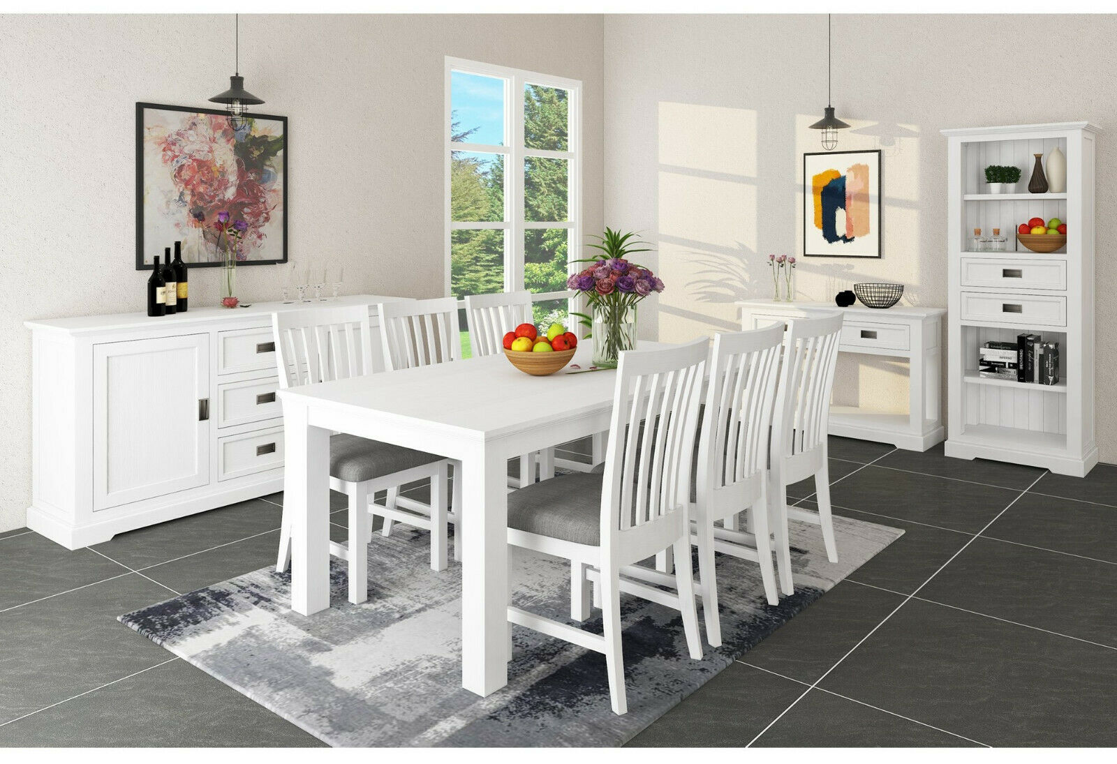 "Cove" Hamptons Style Timber Bookcase, Brushed White, 75cmW x 40cmD x 185cmH (RRP $1299) - Image 2