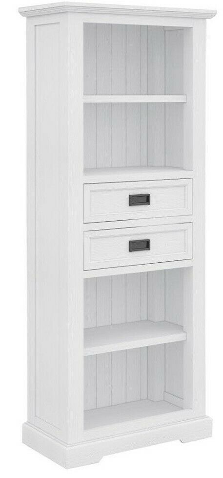 "Cove" Hamptons Style Timber Bookcase, Brushed White, 75cmW x 40cmD x 185cmH (RRP $1299)