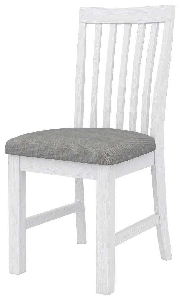 "Cove" Hamptons Style Dining Chair with Grey Cushioned Seat, Brushed White (RRP $399)