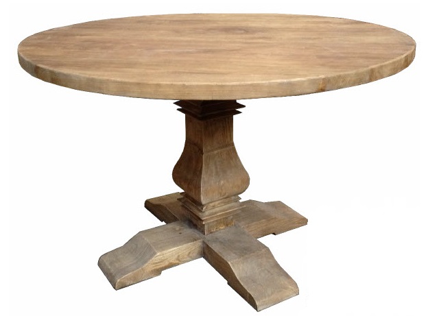 "Madrid" Hamptons Style Round Dining Table with Pedestal Base Recycled Elm, 120cm (RRP $1699)