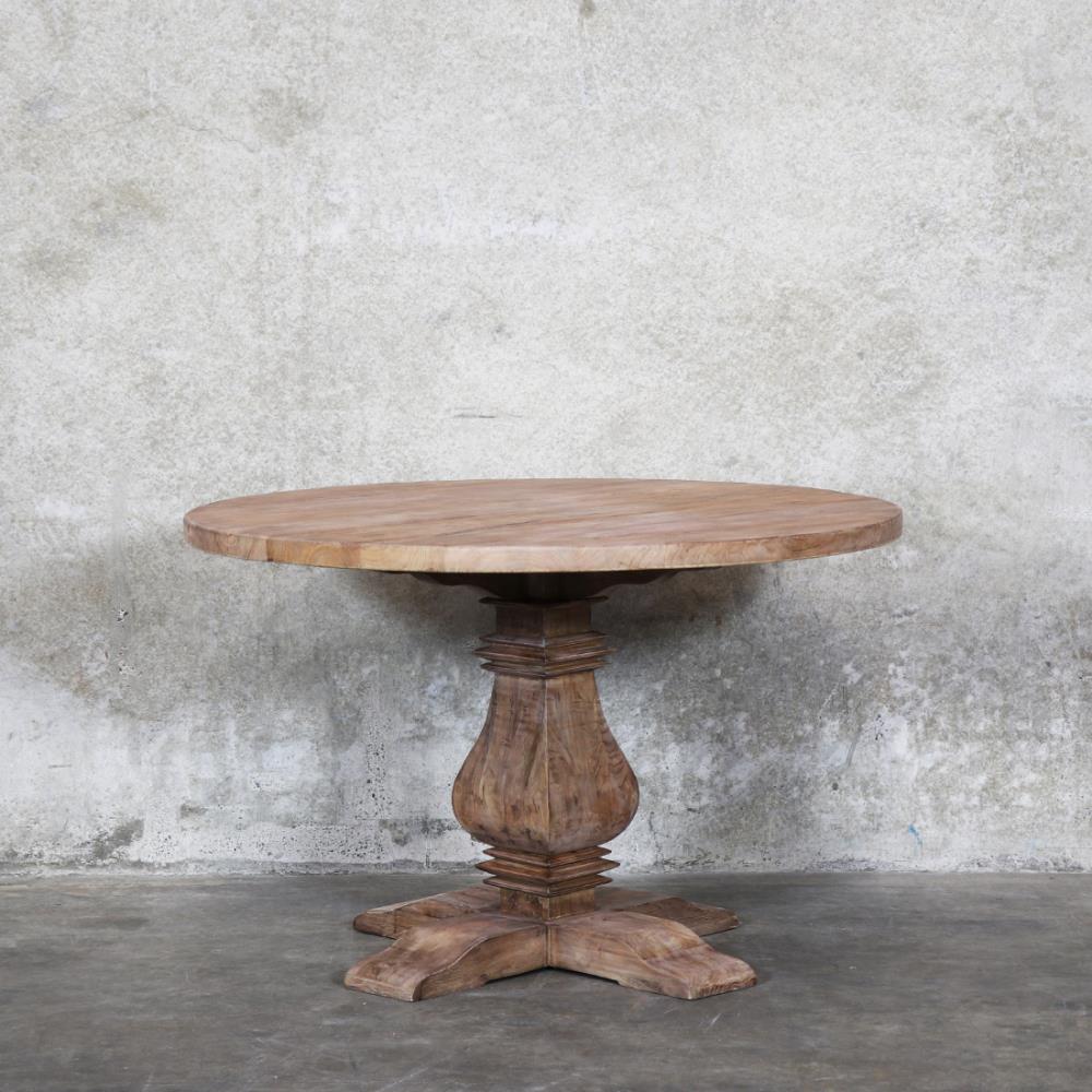 "Madrid" Hamptons Style Round Dining Table with Pedestal Base Recycled Elm, 120cm (RRP $1699) - Image 4