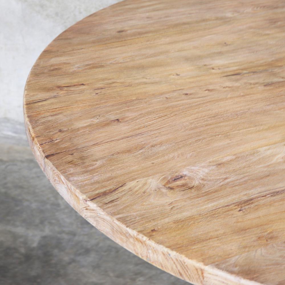 "Madrid" Hamptons Style Round Dining Table with Pedestal Base Recycled Elm, 120cm (RRP $1699) - Image 3