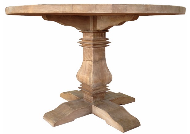 "Madrid" Hamptons Style Round Dining Table with Pedestal Base Recycled Elm, 120cm (RRP $1699) - Image 2