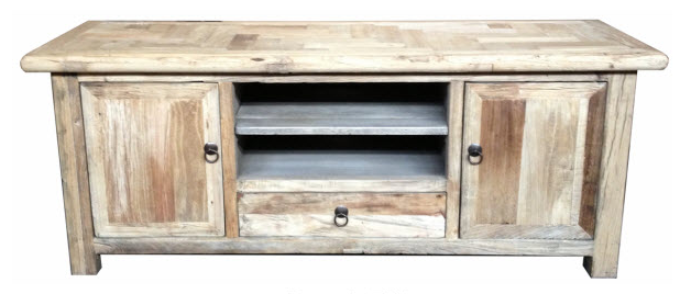 "Santiago" Hamptons Style TV Unit Recycled Elm Natural, 140cm x 45cm x 56cmH