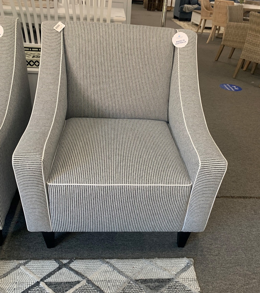 "Audrey" Hamptons Style Occasional Chair, Australian Made in Mello Bay Fabric (RRP $1499) - Image 2