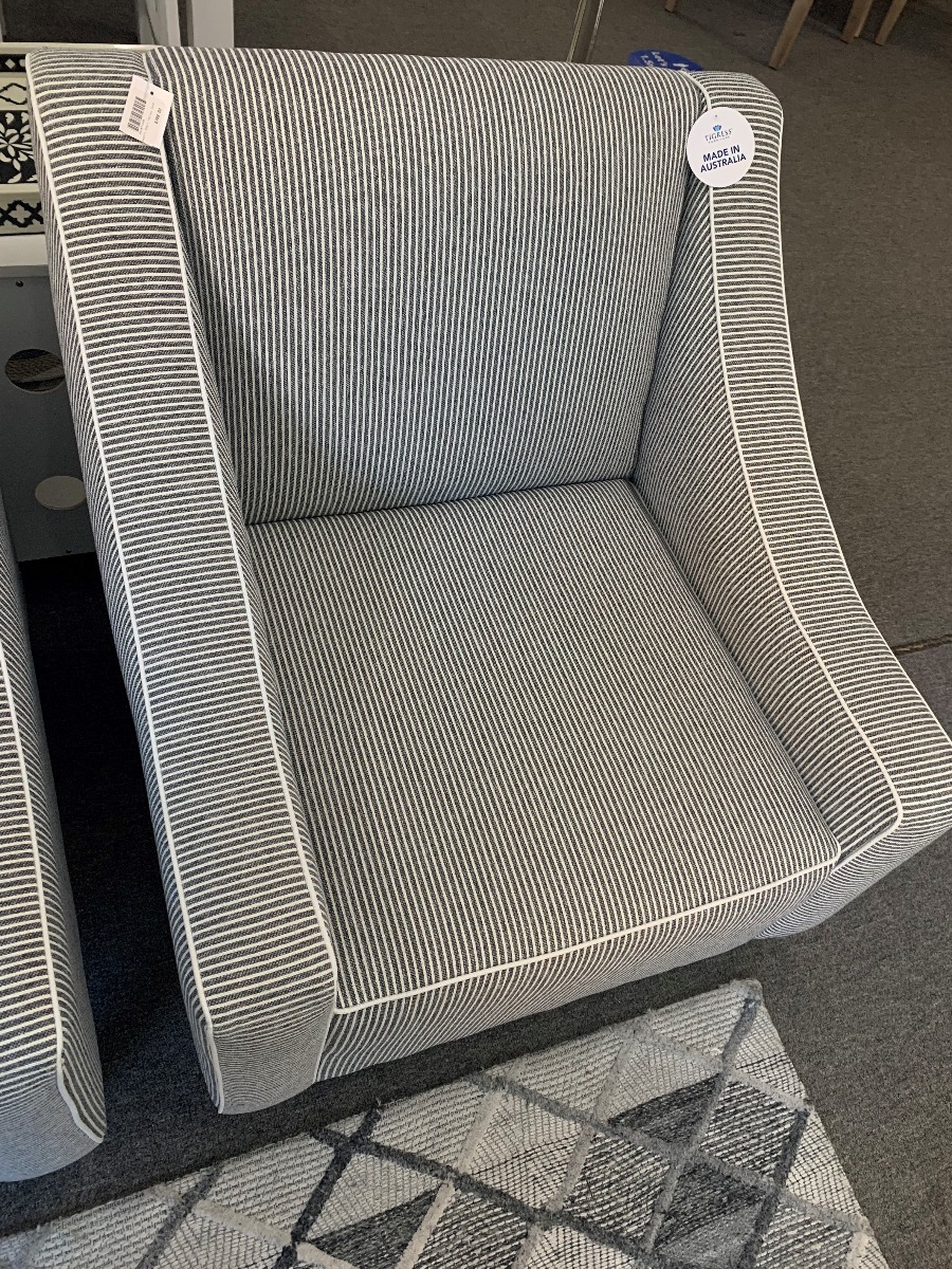 "Audrey" Hamptons Style Occasional Chair, Australian Made in Mello Bay Fabric (RRP $1499) - Image 3