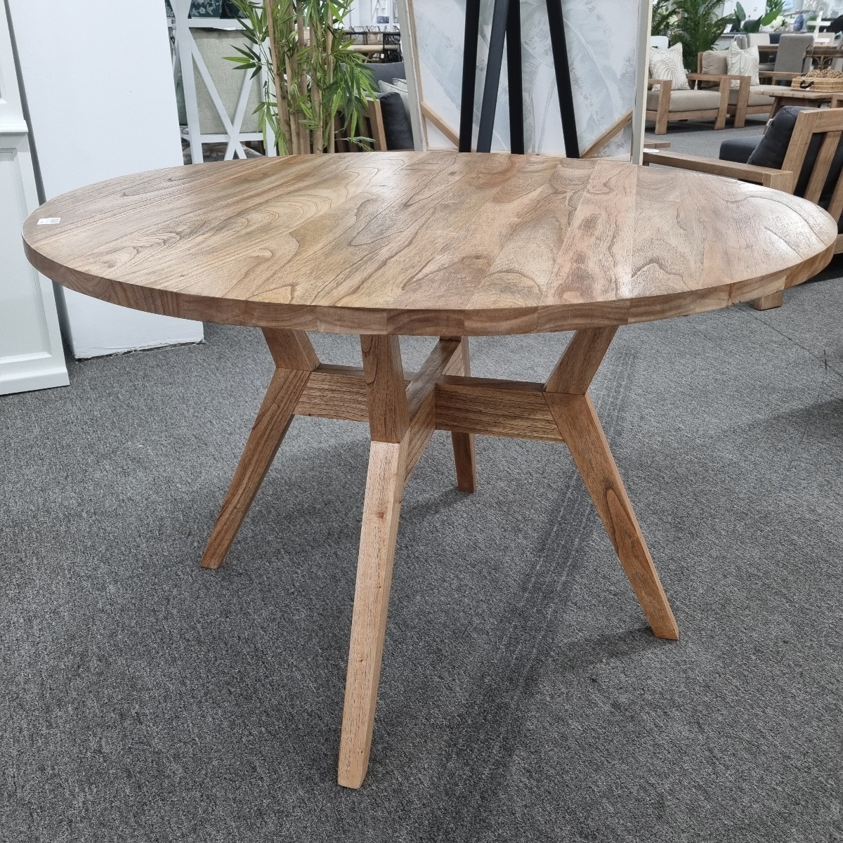 "Bali" Resort Style Round Solid Hardwood Timber Dining Table, 120cm Dia x 76cmH (RRP $999) - Image 9