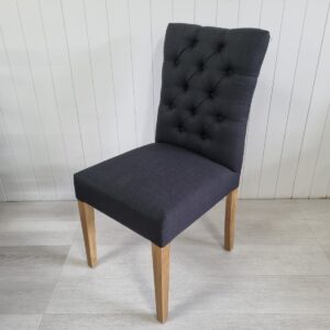 wp-image-tigress-36363.jpg "Chloe" Hamptons Style Dining Chair Fabric Cushioned Seat and Back, Black with Natural Legs (RRP $449)