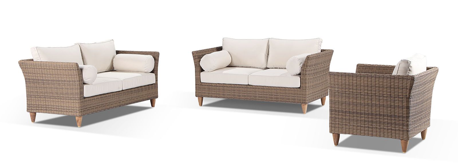 "Tahiti" Hamptons Style Outdoor Setting includes 2 x 2 Seater Lounges and Armchair
