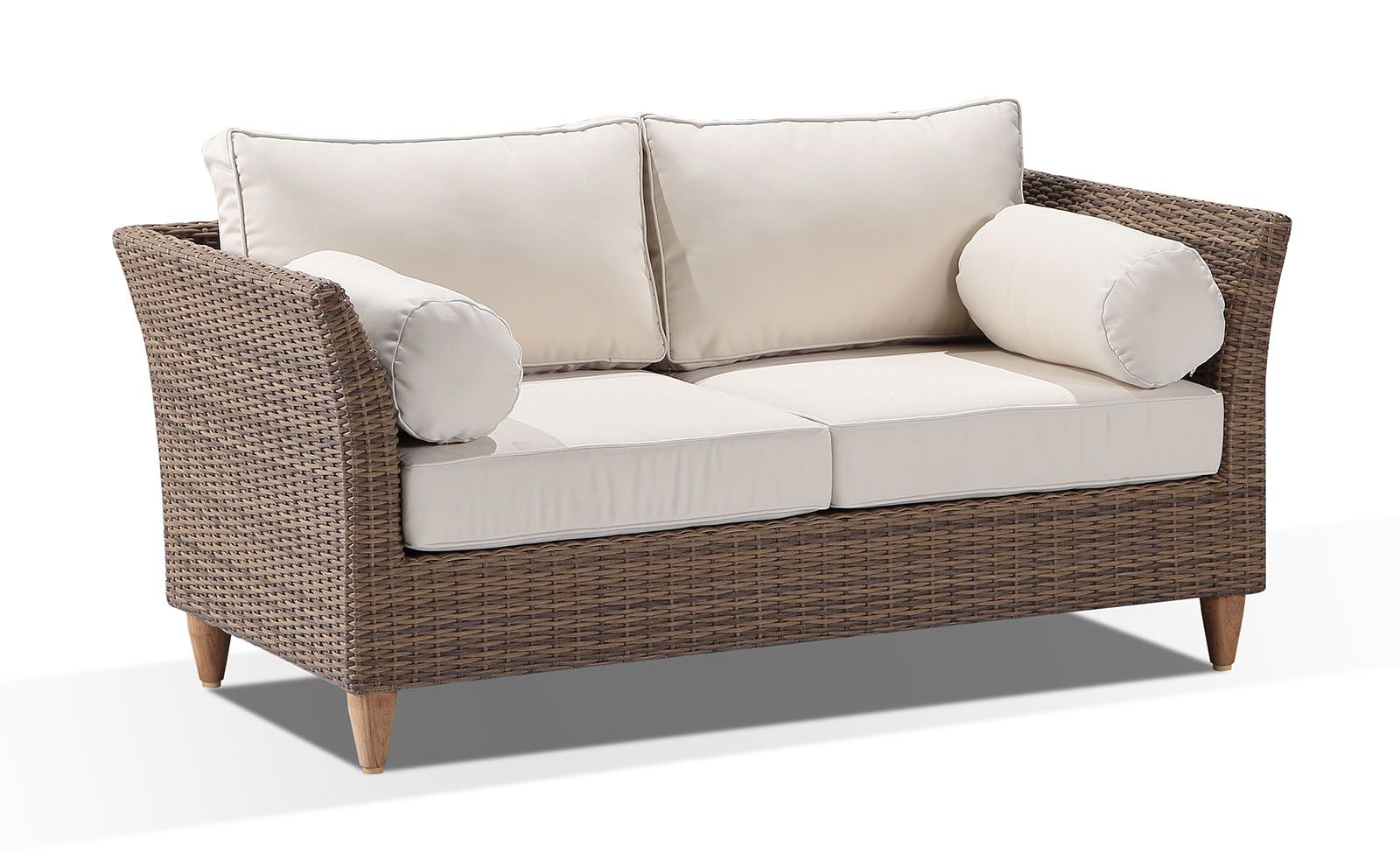 "Tahiti" Hamptons Style Outdoor Setting 3, 2 and 2 x 1 Seater Lounges with Coffee Table, Brushed Wheat - Image 3