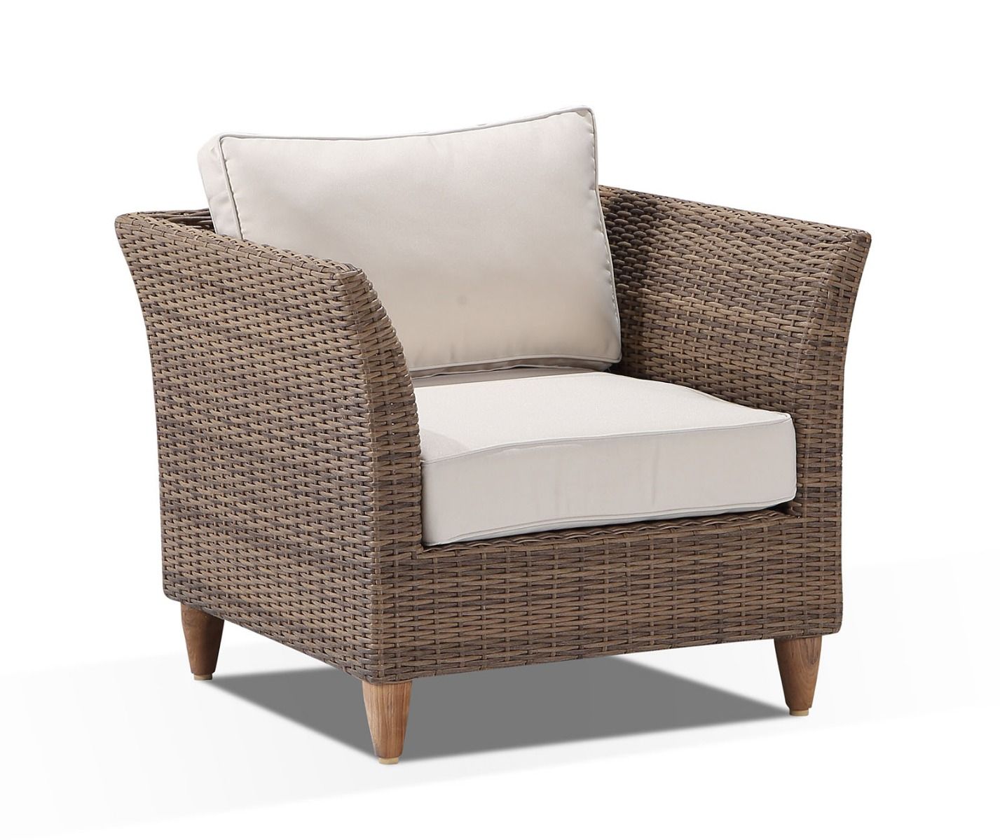 "Tahiti" Hamptons Style Outdoor Setting 3, 2 and 2 x 1 Seater Lounges with Coffee Table, Brushed Wheat - Image 4
