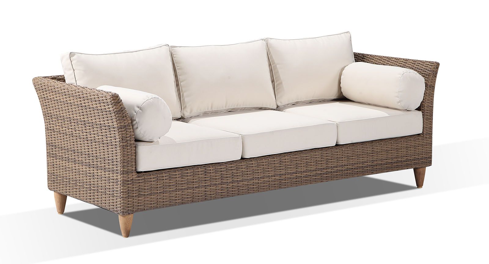 "Tahiti" Hamptons Style Outdoor Setting 3, 2 and 2 x 1 Seater Lounges with Coffee Table, Brushed Wheat - Image 2