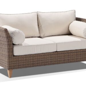 wp-image-tigress-36508.jpg "Tahiti" Hamptons Style Outdoor 2 Seater Lounge in Brushed Wheat with Cream Cushions