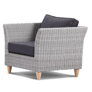 wp-image-tigress-36525.jpg "Tahiti" Hamptons Style Outdoor Wicker Armchair in Brushed Grey with Denim Cushions
