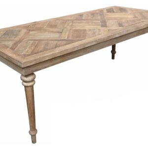 wp-image-tigress-36532.jpg "Marrakesh" Parquetry Dining Table with Turned legs Recycled Elm, 150cm x 85cm (RRP $1499)