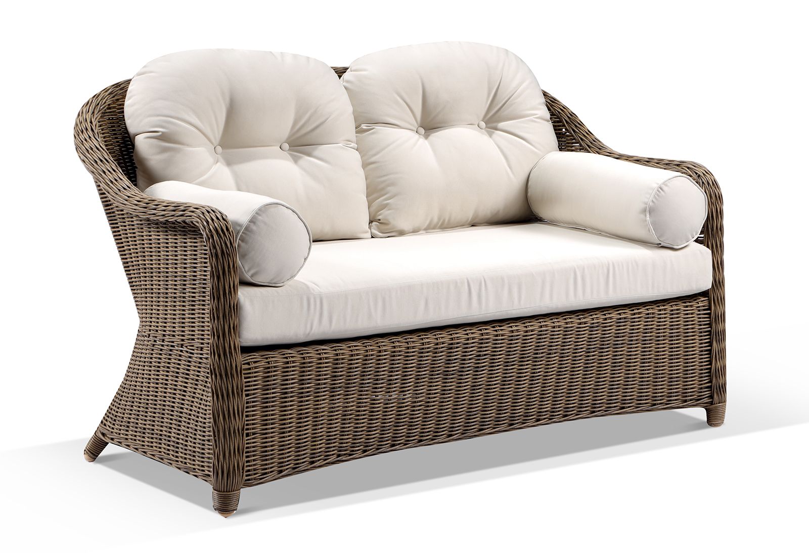 "Seychelles" Hamptons Style Outdoor Wicker Lounge Setting 2+1+1 with Coffee Table, Brushed Wheat (RRP $3999) - Image 2