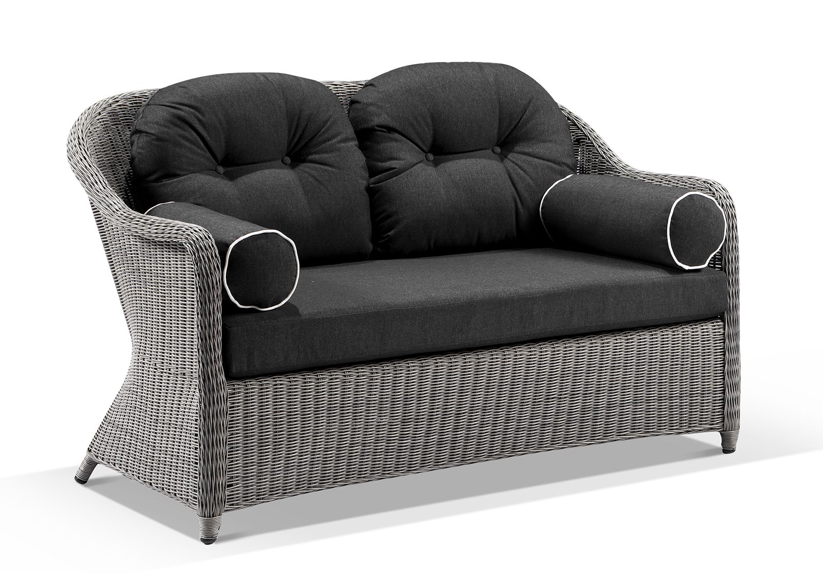"Seychelles" Hamptons Style Outdoor Wicker Lounge 2+1+1 Setting with Coffee Table, Brushed Grey (RRP $3999) - Image 2
