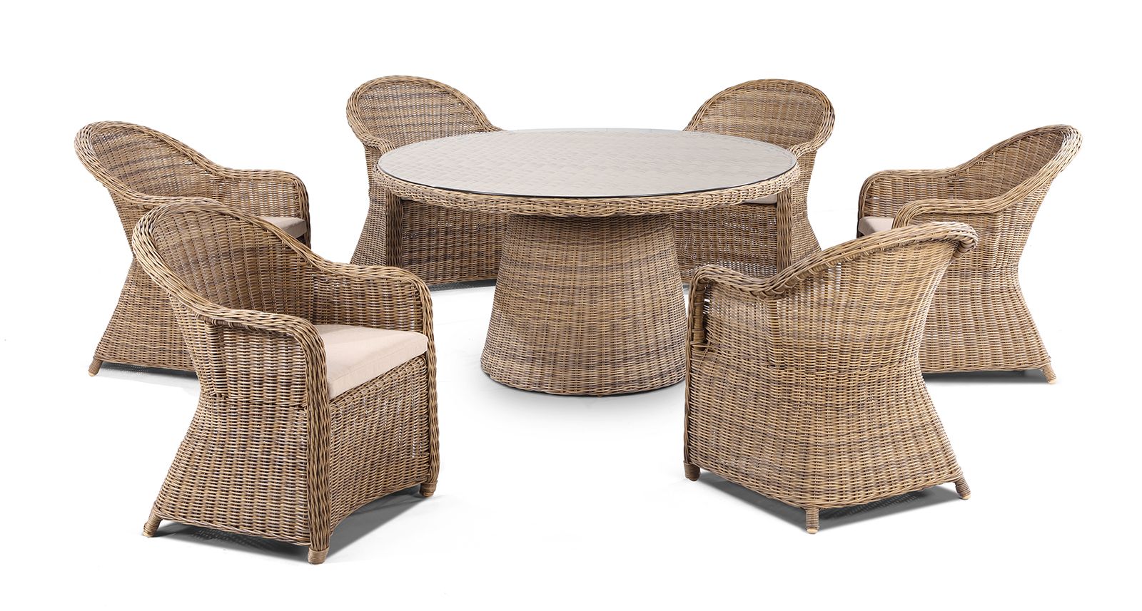 "Seychelles" Hamptons Style 7 Piece Outdoor Dining Setting 150cm Table with 6 Chairs, Brushed Wheat (RRP $4999)