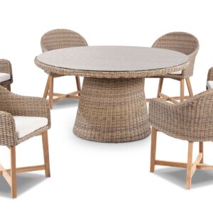 wp-image-tigress-36598.jpg "Seychelles" Hamptons Style Outdoor Dining Setting 150cm Table with 6 Malibu Chairs, Brushed Wheat (RRP $4999)