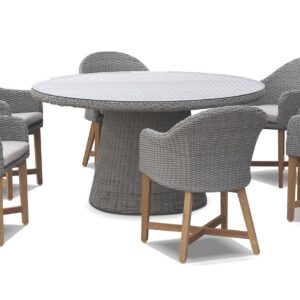 wp-image-tigress-36602.jpg "Seychelles" Hamptons Style Outdoor Dining Setting 150cm Table with 6 Malibu Chairs, Brushed Grey (RRP $4999)