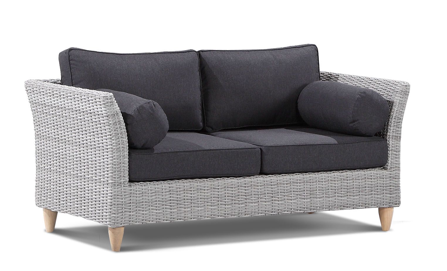 "Tahiti" Hamptons Style Outdoor Setting with 3, 2, 1 Seater Lounges & Coffee Table, Brushed Grey - Image 2