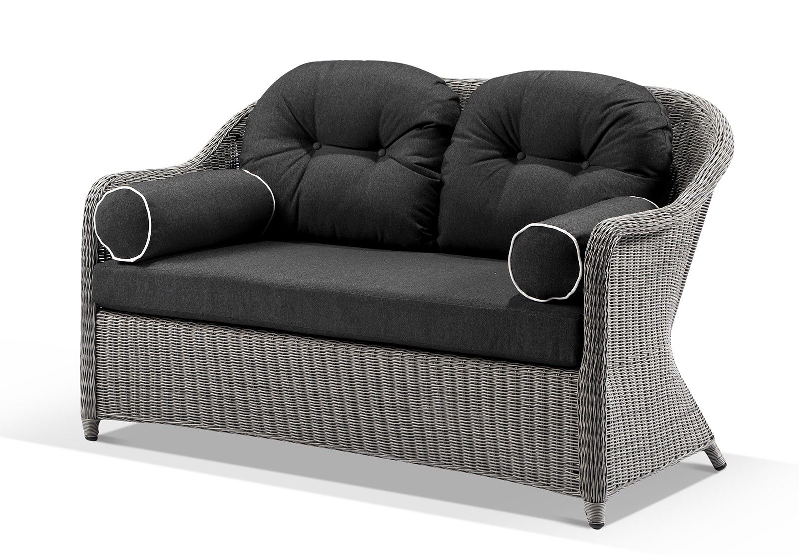 "Seychelles" Hamptons Style Outdoor Wicker 2 Seater Lounge, Brushed Grey (RRP $1999)