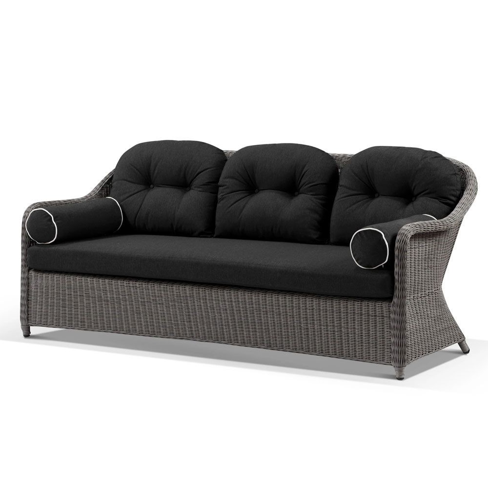 "Seychelles" Hamptons Style Outdoor Wicker 3 Seater Lounge, Brushed Grey (RRP $2499)