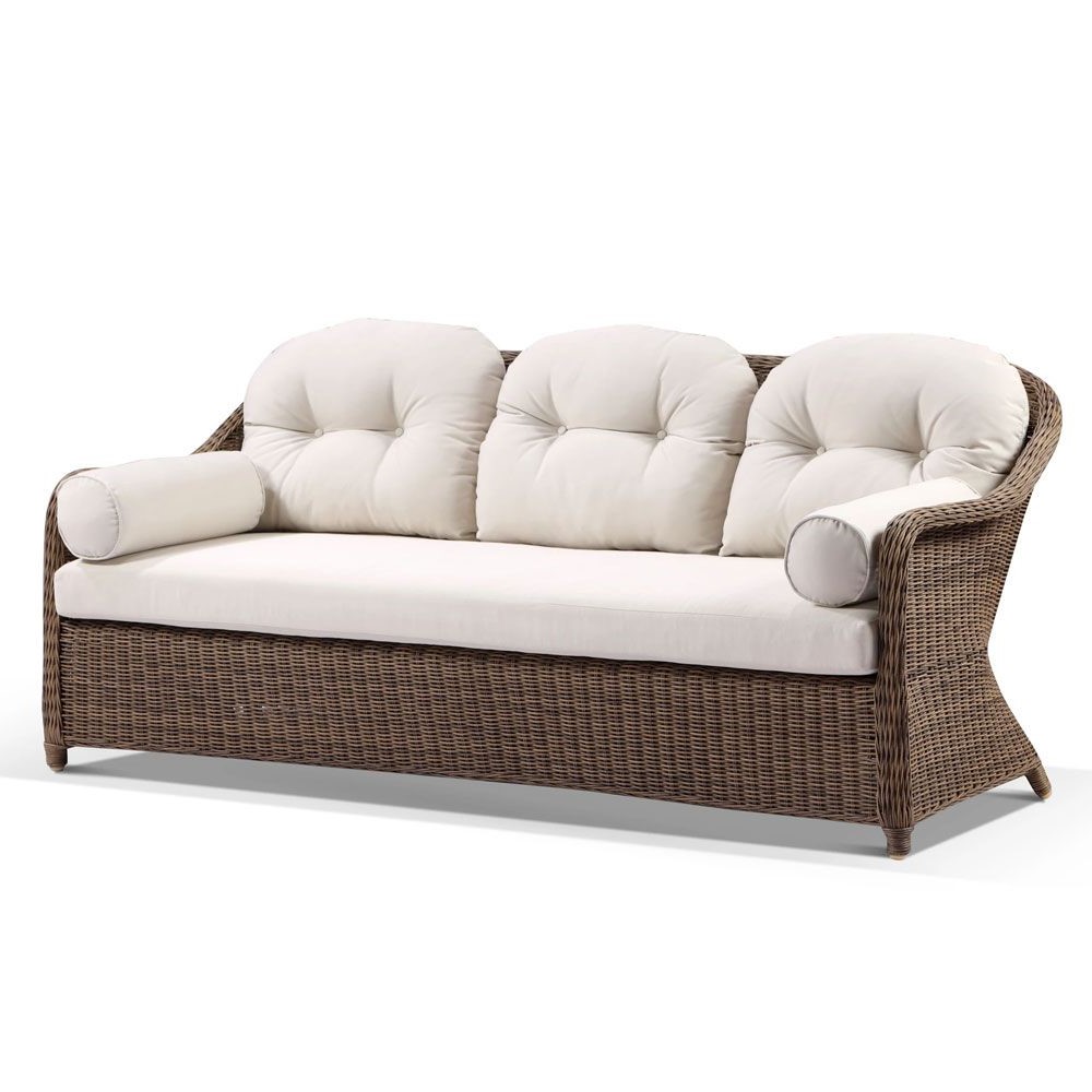 "Seychelles" Hamptons Style Outdoor Wicker 3 + 1 + 1 Lounge Setting with Coffee Table, Brushed Wheat (RRP $4499) - Image 4