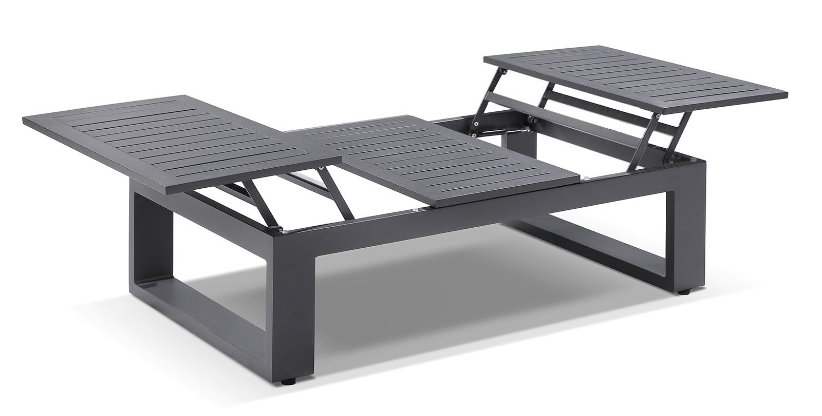 "Hawaii" Hamptons Style Outdoor Corner Lounge Setting with 1 Seater & Coffee Table in Grey with Denim Cushions - Image 2