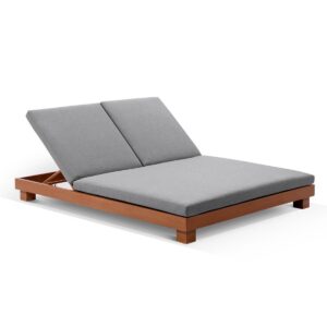 wp-image-tigress-36711.jpg "Hawaii" Hamptons Style Double Aluminium Sun Lounge in Teak Look with Sunbrella Cushion