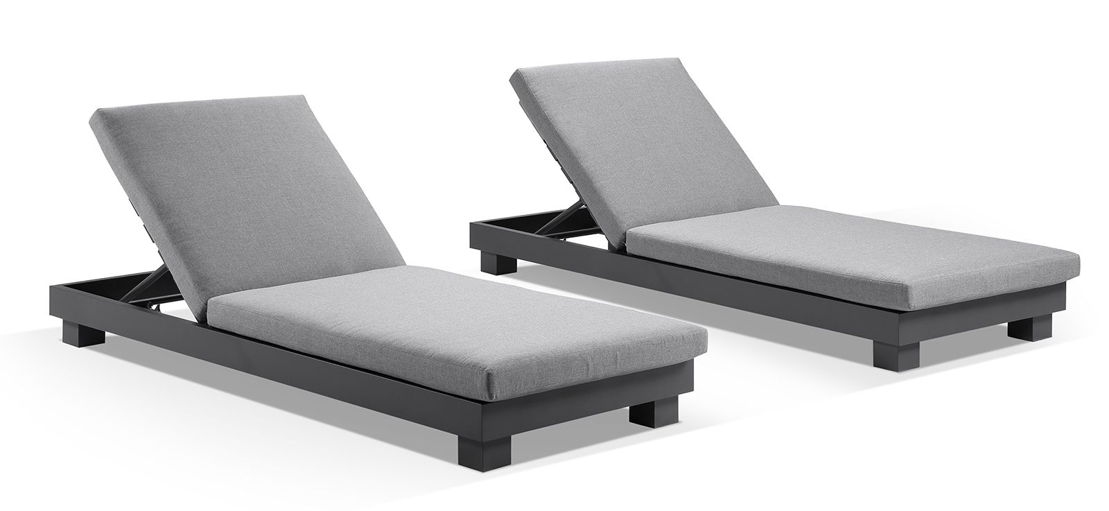 "Hawaii" Hamptons Style Aluminium Sun Lounge Set in Charcoal with Sunbrella Cushions