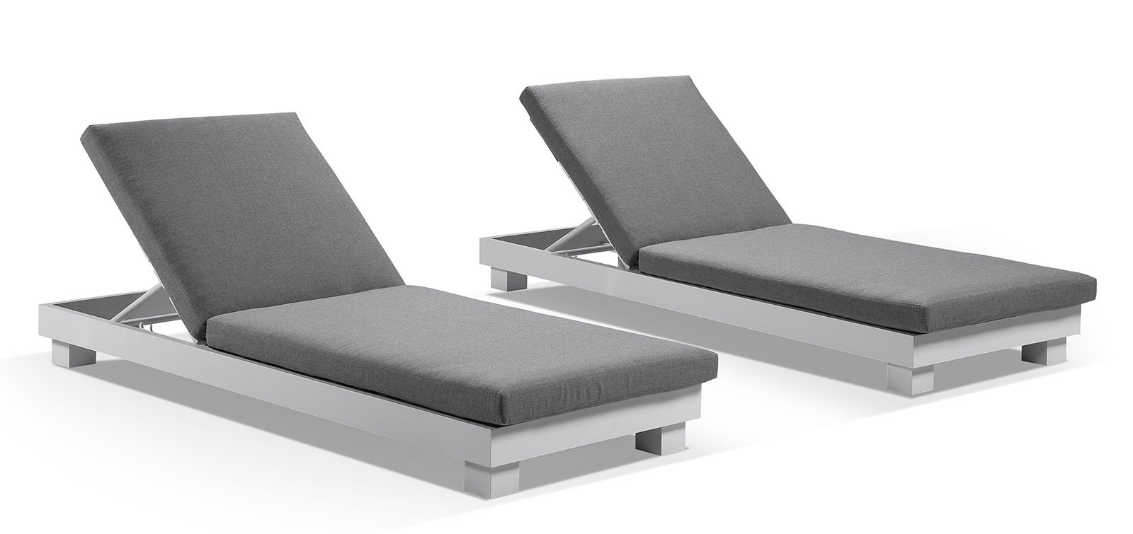 "Hawaii" Hamptons Style Aluminium Sun Lounge Set in White with Sunbrella Cushions