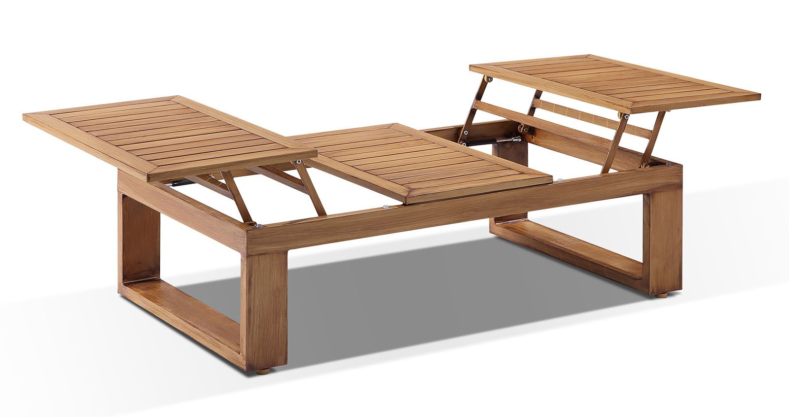 "Hawaii" Hamptons Style Aluminium Outdoor Modular Lounge Setting with Coffee Table & 1 Seater in Teak with Cream Cushions - Image 2