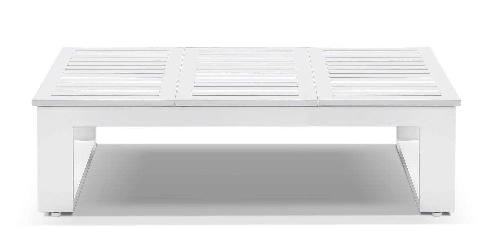 "Hawaii" Hamptons Style Outdoor Lift Up Aluminium Coffee Table in White, L120cm x D70cm x H36cm - Image 3