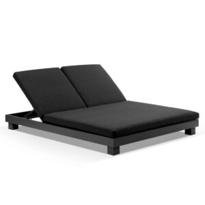 wp-image-tigress-36794.jpg "Hawaii" Hamptons Style Double Aluminium Sun Lounge in Charcoal with Denim Grey Cushion