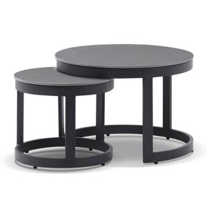wp-image-tigress-36829.jpg "Montego Bay" Hamptons Style Outdoor Ceramic & Aluminium Round Side Table Set in Charcoal