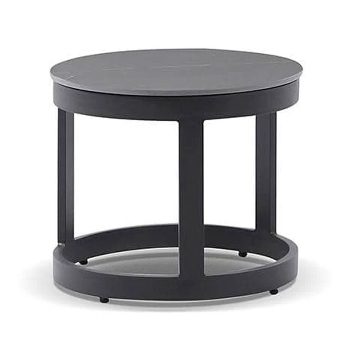 "Montego Bay" Hamptons Style Outdoor Ceramic & Aluminium Round Side Table Set in Charcoal - Image 2