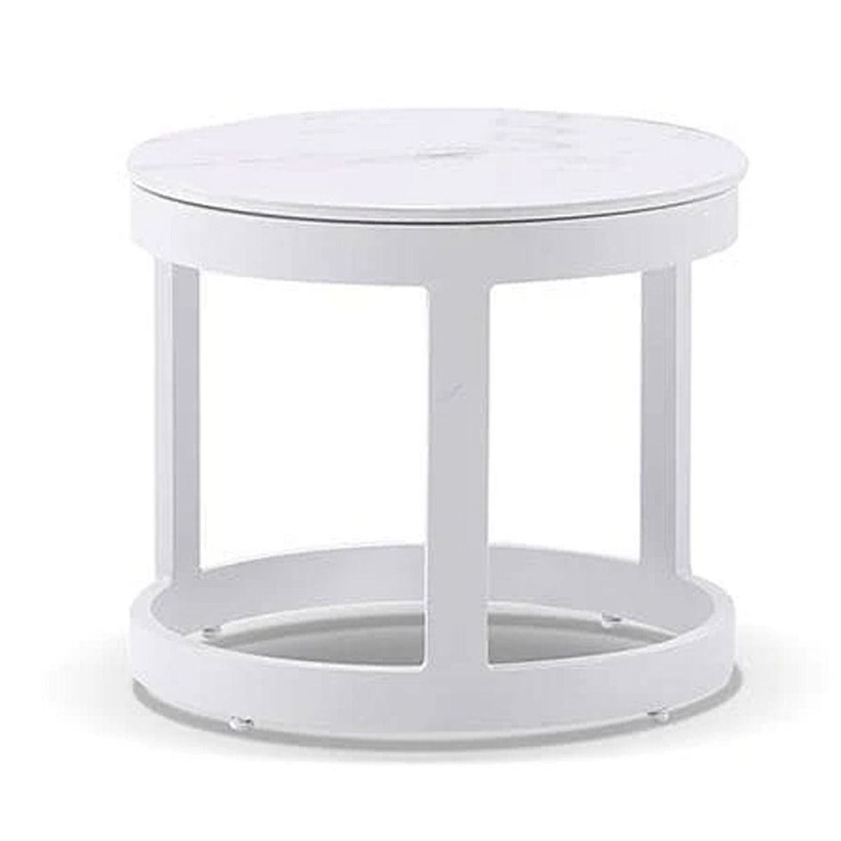 "Montego Bay" Hamptons Style Outdoor Ceramic & Aluminium Round Side Table in White
