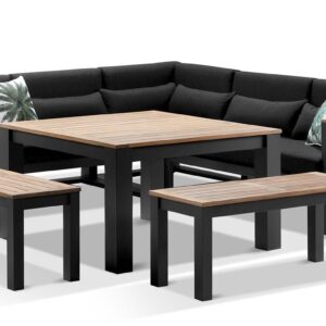 wp-image-tigress-36862.jpg "Newport" Hamptons Style Outdoor Aluminium Lounge & Dining Setting in Charcoal with Denim Grey Cushions