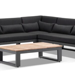 wp-image-tigress-36885.jpg "Newport" Hamptons Style Outdoor Aluminium and Teak Lounge Setting with Coffee Table in Charcoal with Denim Grey Cushions