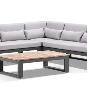 wp-image-tigress-36887.jpg "Newport" Hamptons Style Outdoor Aluminium and Teak Lounge Setting with Coffee Table in Charcoal with Olefin Grey Cushions