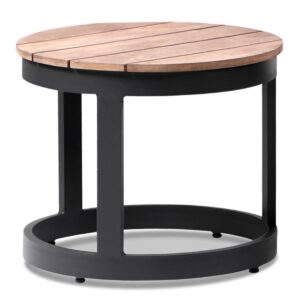 wp-image-tigress-36889.jpg "Newport" Hamptons Style Outdoor Round Aluminium and Teak Coffee Table in Charcoal