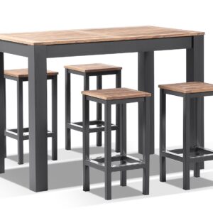 wp-image-tigress-36913.jpg "Newport" Hamptons Style Outdoor Aluminium and Teak 4 Seater Bar Setting in Charcoal